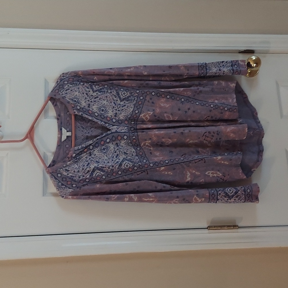 LUCKY BRAND SPLIT NECK BOHO PEASANT TOP SIZE SMALL EUC!
